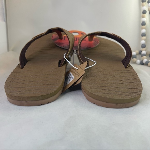 Flojos waverunner, sporty fabric lined strap w/texture sock Tan Men size 14 - Picture 2 of 5